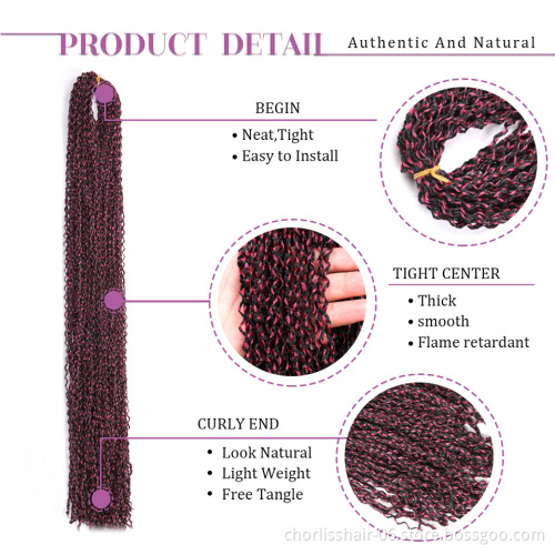 Wholesale Purple Long Pre Strenched Kinky Curly Heat Resistant Micro Crochet Braids Synthetic Extensions Crochet Braiding Hair
